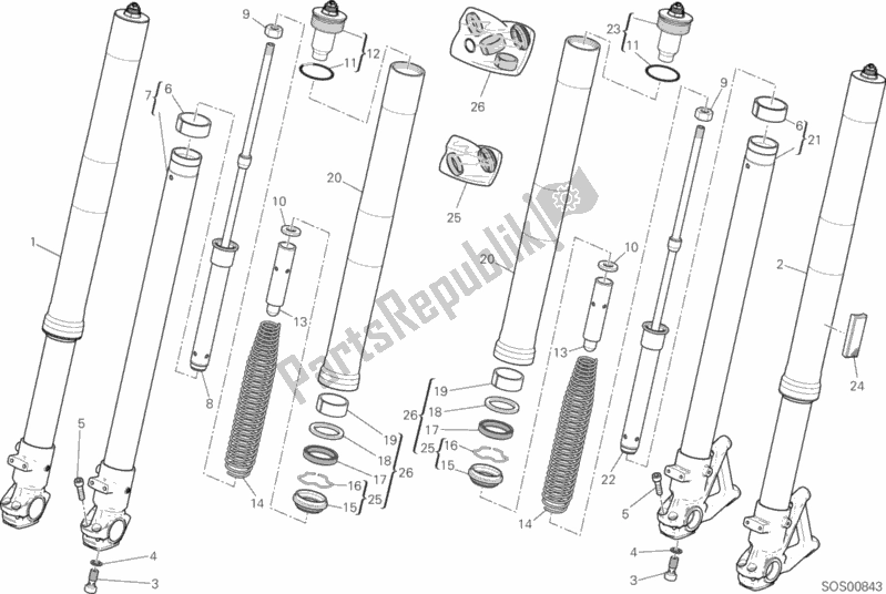 Todas las partes para Tenedor Frontal de Ducati Scrambler Desert Sled 803 2017